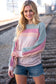 Sage and Rose Waffle Color Block Oversized Pullover