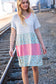 Floral and Stripe Color Block Fit and Flare Rib Dress